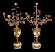 Antique Pair French Ormolu Bronze And Marble 5 Light Candelabra