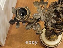 Antique Pair French Ormolu Bronze and Marble 5 Light Candelabra