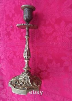 Antique Pair Of French Louis Bronze Candle Sticks