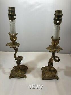 Antique Pair Of French Louis XV Style Candelabra Table Lamp