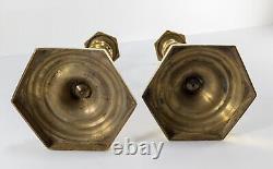 Antique Pair of French Louis XIV Style Bronze Brass Candlesticks