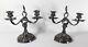 Antique Pair Of French Louis Xvi White Bronze Metal Candlestick Candelabras