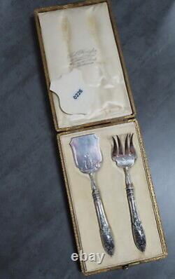 Antique Puiforcat French Sterling Silver Cutlery Serving Set Rocaille Louis XVI