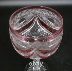 Antique ST. LOUIS French Cranberry Cut Glass Air Twist Stem 7.5 Wine Goblet ABP