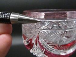 Antique ST. LOUIS French Cranberry Cut Glass Air Twist Stem 7.5 Wine Goblet ABP