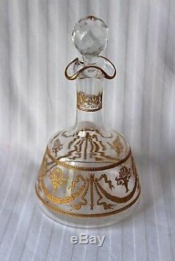 Antique Saint Louis crystal gold engraved decanter and glass end 19th century