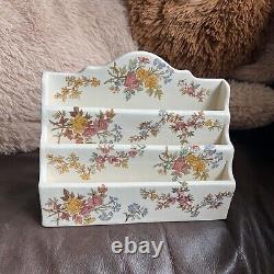 Antique Sarreguemines Louis XV Letter Holder Floral French Faience 1890 France