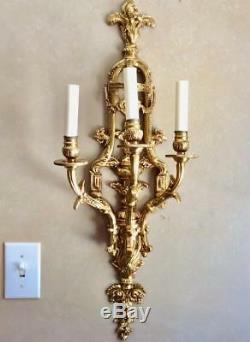 Antique Sconce LOUIS XVI Gold Ormolu Bronze Wall Light French Empire Candelabra