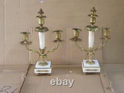 Antique Set French Louis 16 style Candle holders Clock garniture Gilded