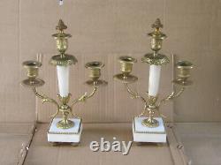 Antique Set French Louis 16 style Candle holders Clock garniture Gilded