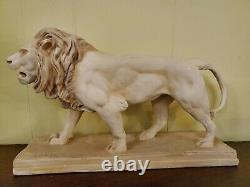 Antique Signed Barye Lion Plaster Statue French Antoine Louis Realistic Fine Art