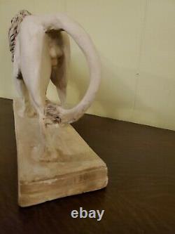 Antique Signed Barye Lion Plaster Statue French Antoine Louis Realistic Fine Art