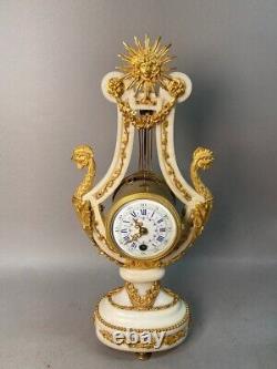 Antique Silent Clock in Marble with Bronze French Louis XVI Style