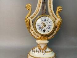 Antique Silent Clock in Marble with Bronze French Louis XVI Style