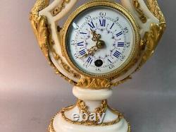 Antique Silent Clock in Marble with Bronze French Louis XVI Style