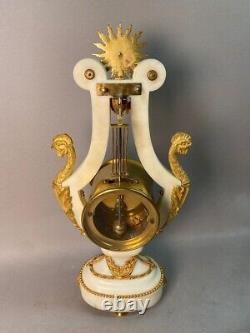 Antique Silent Clock in Marble with Bronze French Louis XVI Style