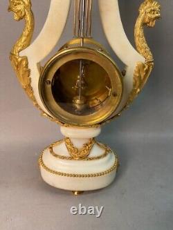 Antique Silent Clock in Marble with Bronze French Louis XVI Style