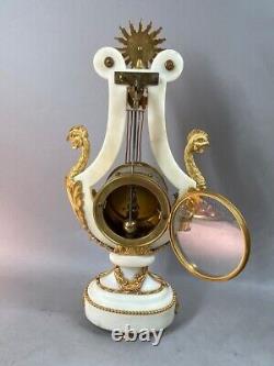 Antique Silent Clock in Marble with Bronze French Louis XVI Style