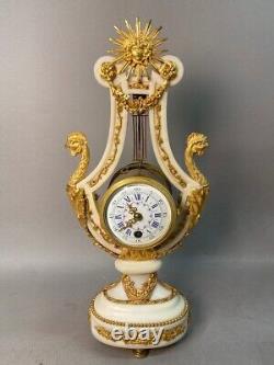 Antique Silent Clock in Marble with Bronze French Louis XVI Style