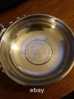 Antique Solid French. 950 Silver Tastevin Wine Taster with 1661 Louis XIV coin
