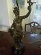 Antique Spelter Statue Lamp By Louis Moreau Of France 1834-1917
