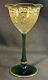 Antique St Louis Crystal Baccarat French Gold Etched Green Base Glass Goblet