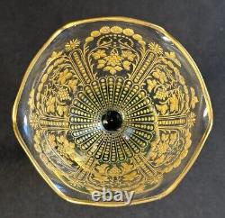 Antique St Louis Crystal Baccarat French Gold Etched Green Base Glass Goblet