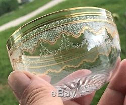 Antique St. Louis Crystal Finger Bowl set 6 with plates Superb Quality EC NR