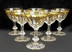 Antique St Louis Crystal MASSENET GOLD Set of 6 French Cocktail Liquor Glasses