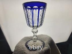 Antique St Louis French Overlay Glass Crystal Wine Goblet Stem