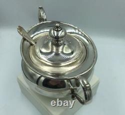 Antique Sterling Silver 800 Sugar Bowl Spoon Lid Marked Handle Rare Old 20th