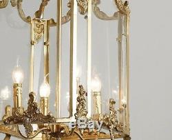 Antique Style French Louis Gilt Brass Hall Lantern, chandeliers, ceiling light