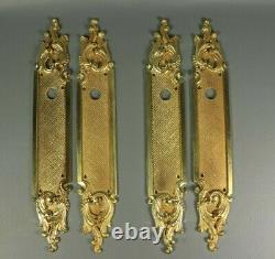 Antique Style LOUIS XV French Gold Brass Metal Door Handle Finger Plate 2 Pairs