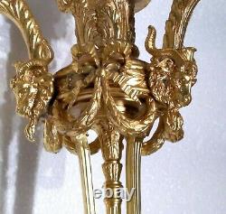 Antique Superb & Ornate Ram Heads Louis XVI French Bronze Chandelier Restored