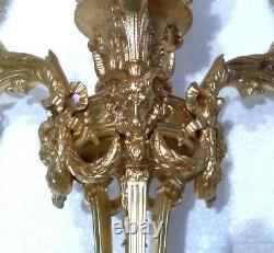 Antique Superb & Ornate Ram Heads Louis XVI French Bronze Chandelier Restored