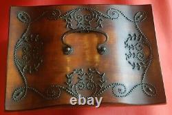 Antique Sycamore Wooden Box Mother Pearl Sewing Kit Royal Palace Lock Key 19th