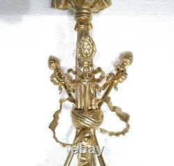 Antique Very Rare Exquisite French Louis XVI Crossed Bronze Chandelier Restored
