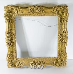 Antique Victorian French Louis XV Gilt Gold Square Carved Wood Frame