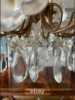 Antique Vintage French Crystal Girandoles Chandelier Louis XV Style 8 Light