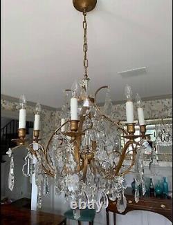 Antique Vintage French Crystal Girandoles Chandelier Louis XV Style 8 Light