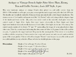 Antique Vintage French Saglier Frères Silver Plate Ebony Tea & Coffee Set 4 pcs