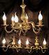 Antique Vtg French Louis Xv Style Chandelier Gilt Bronze Wall Sconce Lamp Pair