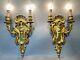 Antique Wall Lamps French Louis Xvi Rococo Bronze Sconces, 19th Century Pair