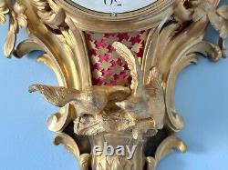 Antique XL French Louis XV Gilt Bronze Cartel Wall Clock S. Marti Movement