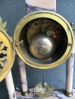 Antique french 19th century clock marble and bronze Louis XVI style working