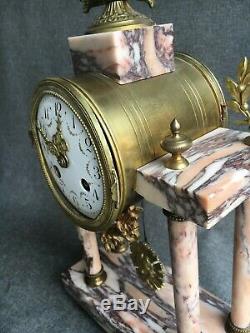 Antique french 19th century clock marble and bronze Louis XVI style working
