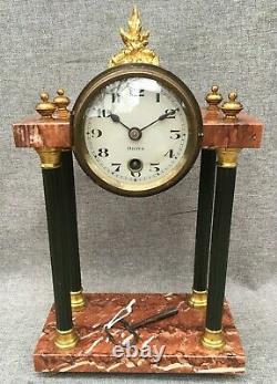 Antique french 8 days clock early 1900's brass Louis XVI style working with key
