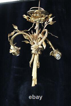 Antique french Bronze louis XVI Floral pendant lamp chandelier