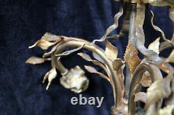 Antique french Bronze louis XVI Floral pendant lamp chandelier