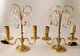Antique French Louis Xv Bronze & Glass Lamp Pair Of Table Candelabra